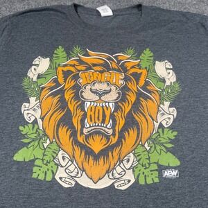 AEW All Elite Wrestling Jungle Boy Lion Graphic T-Shirt Mens XL Grey
